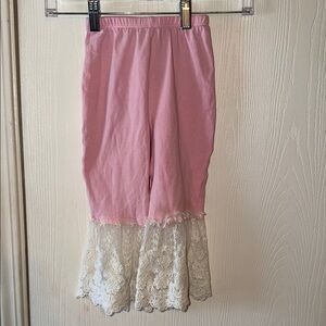 Star Vixen Pink Kids Leggings with Lace Trim